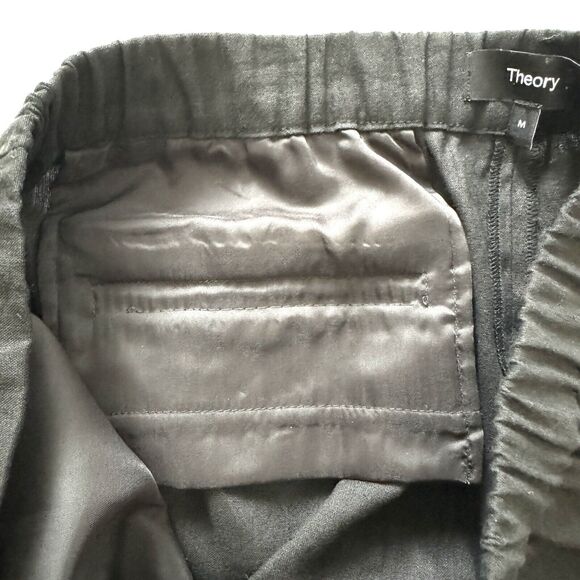 Theory Women’s Cavalier Linen Blend Cropped Wide Leg Pull On Pants Black - Picture 14 of 14